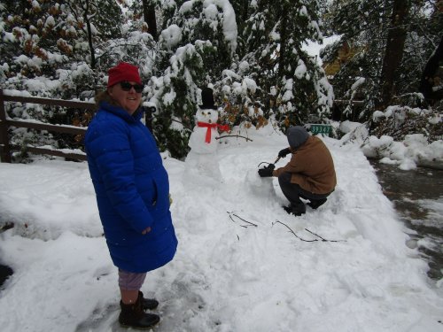 kids and snowman